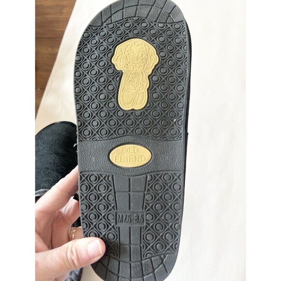 Old Friend Men's Scuff Slipper Black Slip On Sherpa Comfort medium Size 7.5-8.5 - Picture 6 of 8